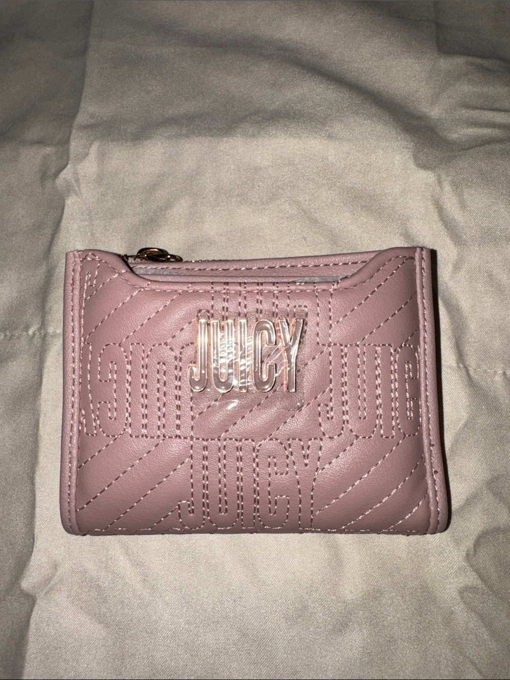 Juicy Couture Quilted Dusty Pink Mini Wallet with Logo Plaque
